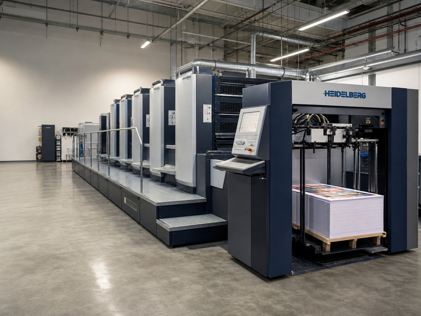 Ilustrasi mesin cetak offset lembaran Heidelberg