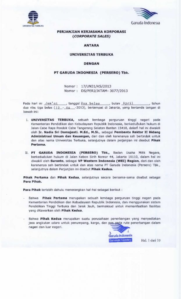 Contoh Surat Perjanjian Kerjasama Partnership