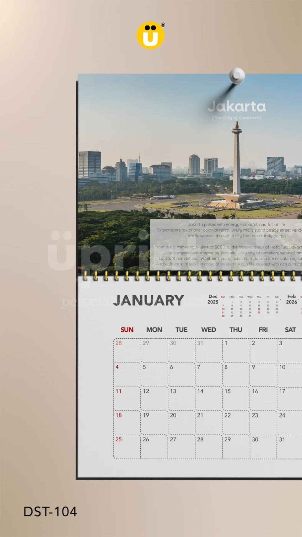 Kalender dinding bulan Januari 2025 sebagai ilustrasi perencanaan promosi bisnis yang rapi