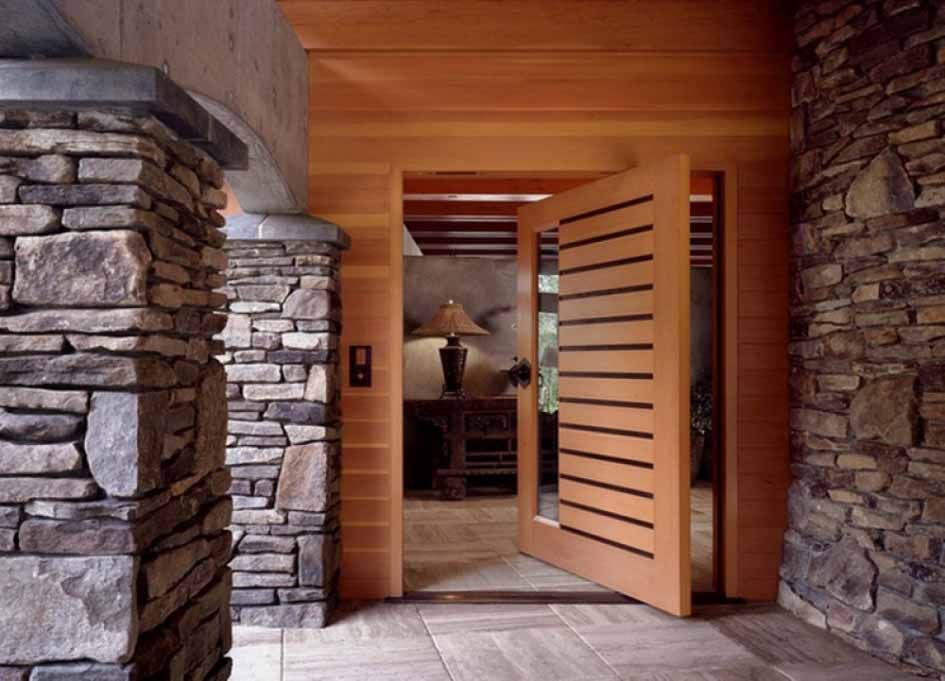 Modern-Exterior-Doors-With-Stone-Wall