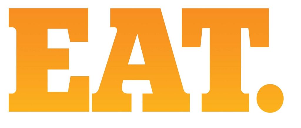 Logo dengan huruf 'EAT.' dalam warna oranye.