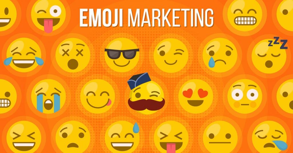 Berbagai emoji lucu di latar oranye