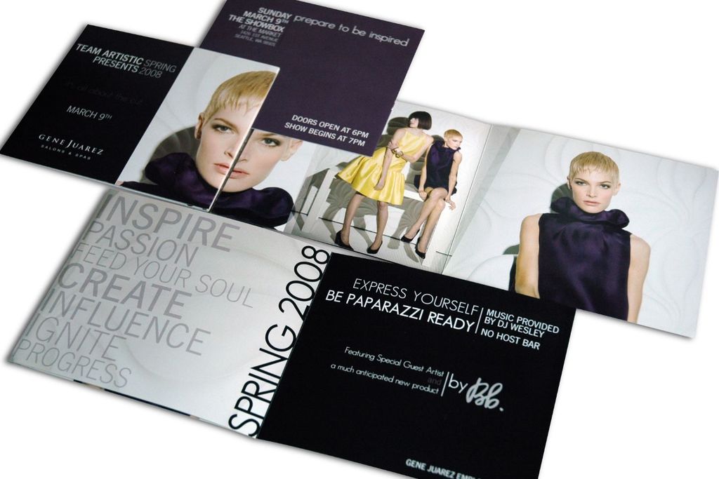 Pamflet promosi fashion show tahun 2008 dengan model dan detail acara.