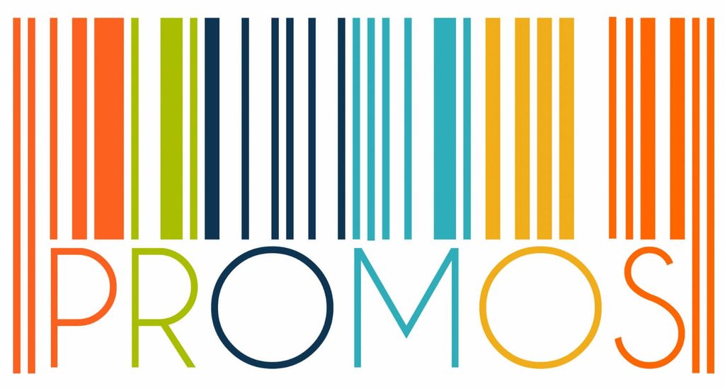 Logo promosi Uprint.id dengan latar garis warna-warni