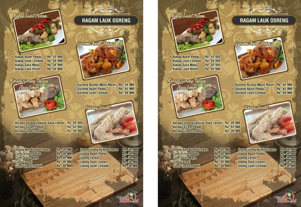 contoh daftar menu makanan 2