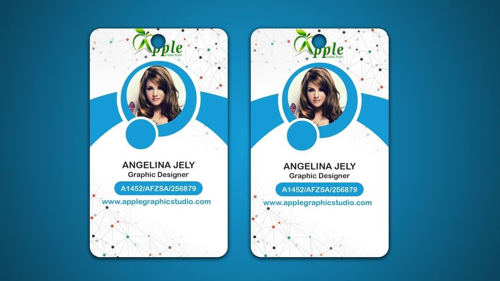 Desain kartu nama profesional dengan foto dan detail kontak Apple Graphic Studio.