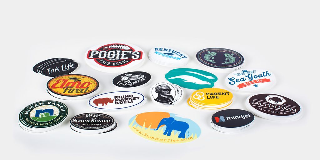 Stiker promosi berbagai brand dengan desain unik dan menarik.