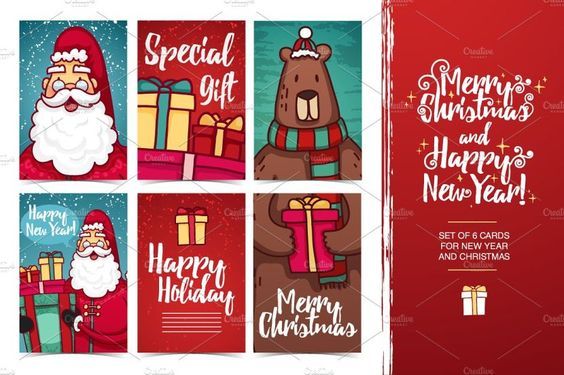 kartu natal dan tahun baru santa