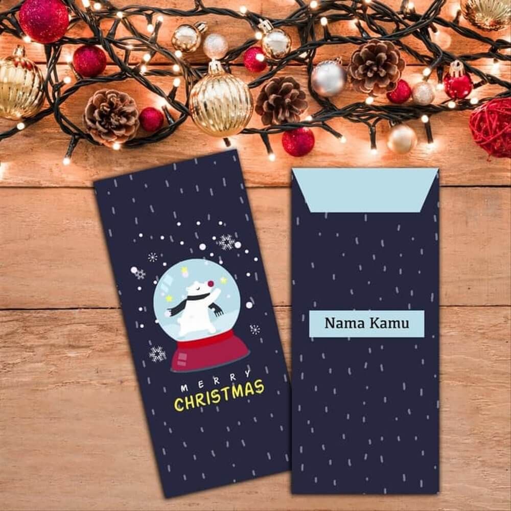 Inspirasi cetak angpao Natal premium dengan warna elegan dan detail ornamen sederhana