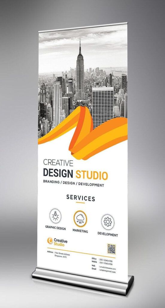 ukuran roll banner