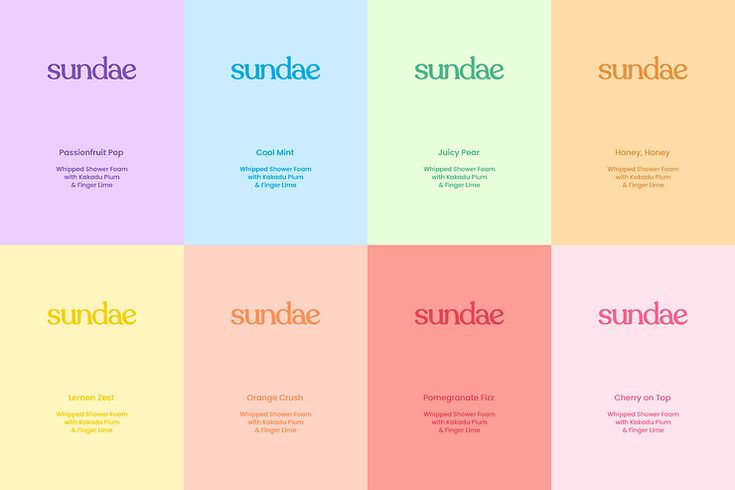 Grid warna-warni menampilkan varian aroma sundae dari Uprint.id