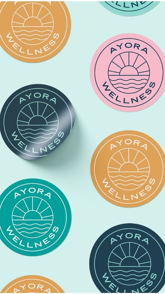 Rangkaian logo Ayora Wellness dalam berbagai warna dan ukuran.