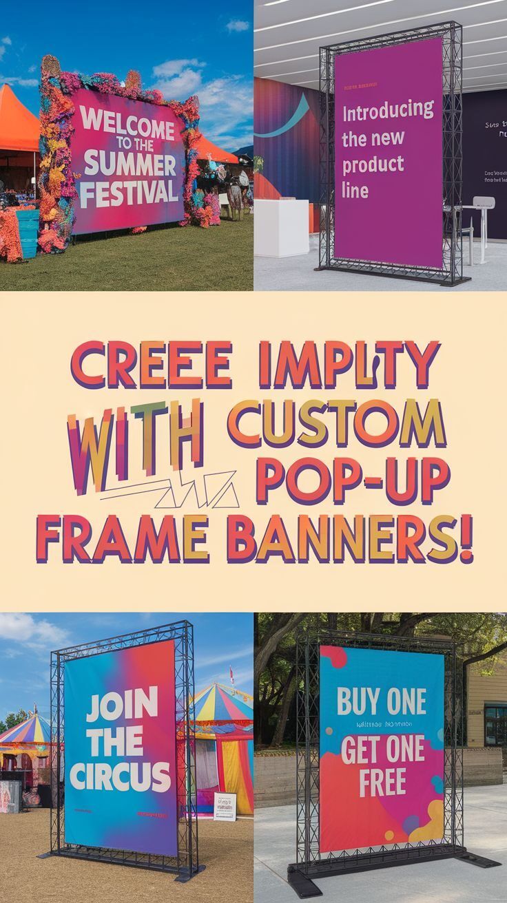 Banner pop-up custom dengan berbagai desain dan pesan promosi.