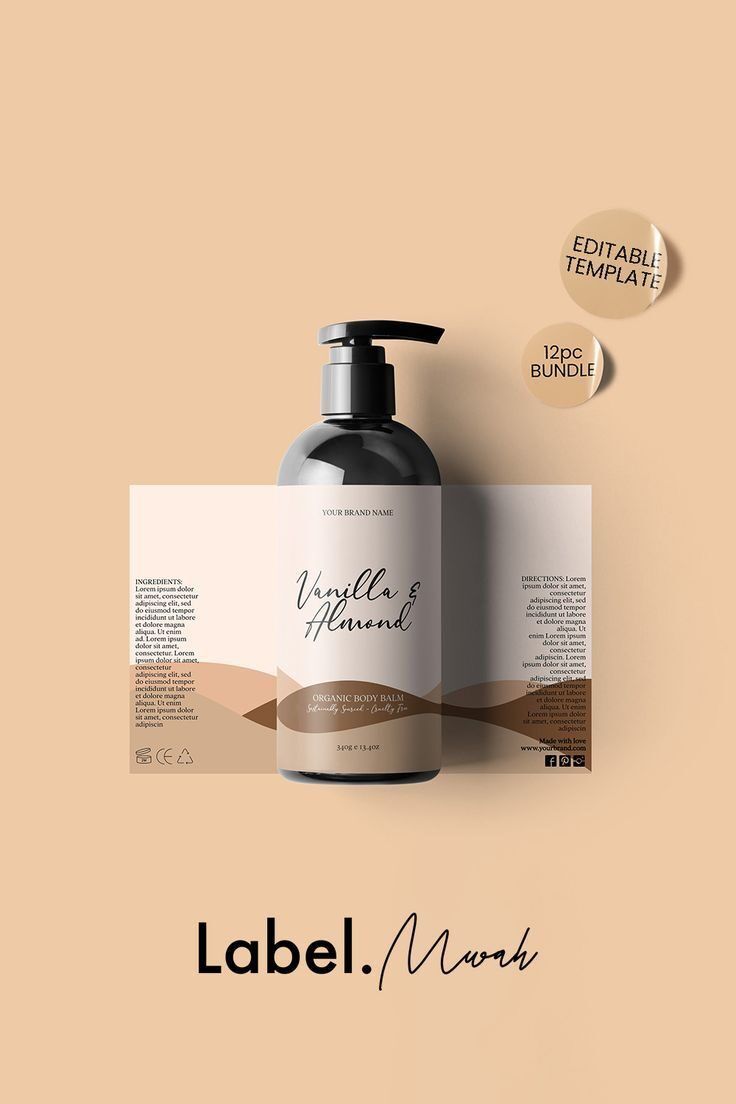 Mockup rambut almond body balm dengan label yang dapat diedit dan 12pc Bundle