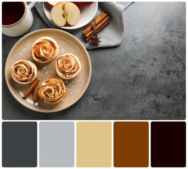 Gambar menunjukkan roti kue dan bumbu di atas meja dengan warna-warna dominan.