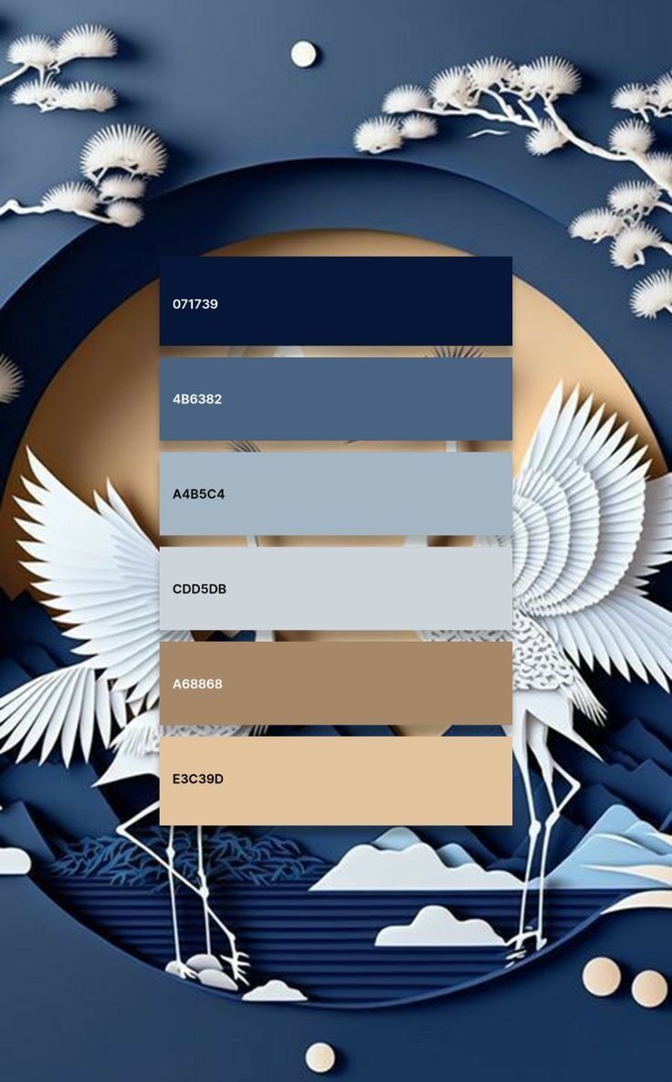 Pallet warna desain grafis dengan tema biru dan putih, ideal untuk percetakan online.