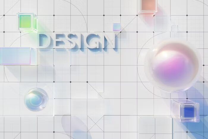 Ilustrasi desain grafis dengan elemen geometris dan abstrak.