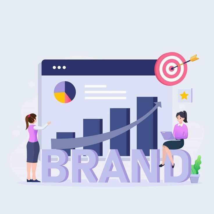Ilustrasi meningkatkan branding dengan grafik dan target
