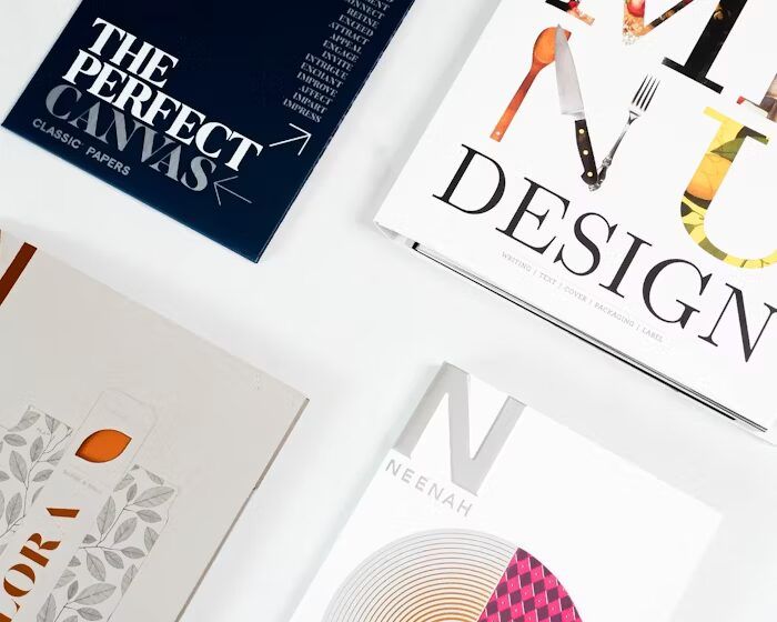Brosur desain grafis dengan tema 'The Perfect Canvas' dan 'Design'.
