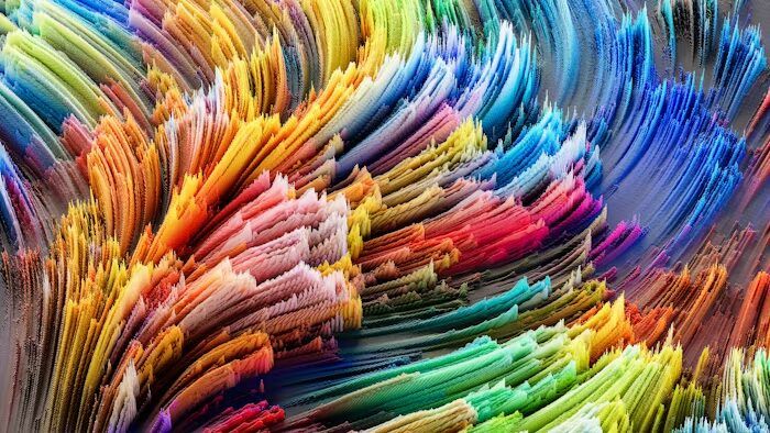 Gambar abstrak dengan warna cerah dan bergerak