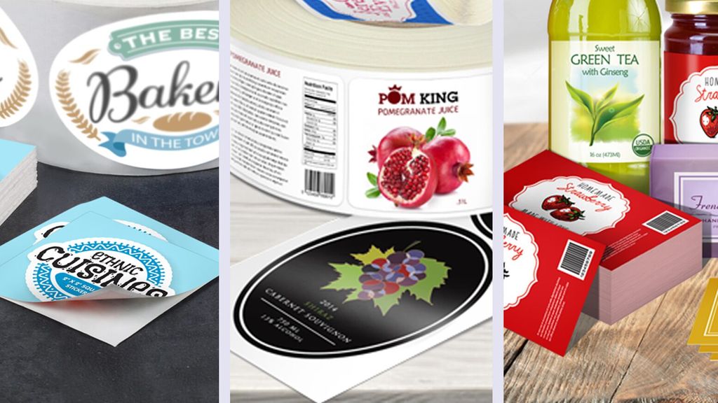 Beberapa contoh label dan stiker produk makanan untuk kebutuhan order stiker branding pada kemasan.