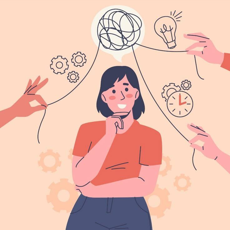 Ilustrasi wanita dengan ide dan tangan yang menunjukkan ok sign