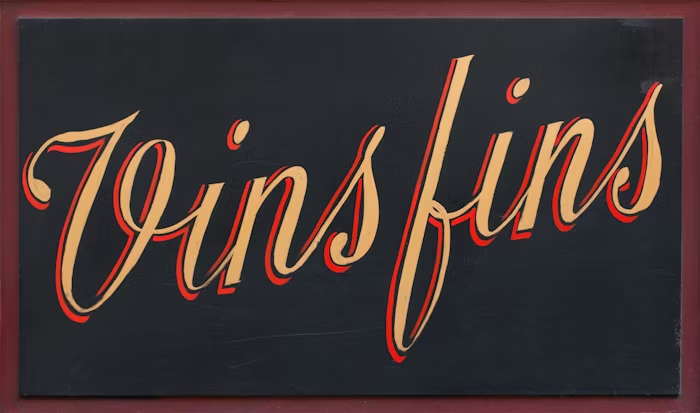 Tulisan kreatif Vins Fins dengan gaya tipografi elegan