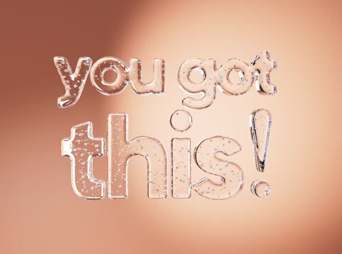 Gambar berwarna oranye dengan tulisan 'you got this!' dalam gaya kristal.