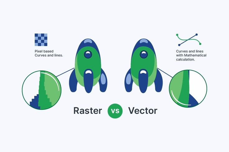 Infografik membandingkan raster dan vector dalam desain grafis.