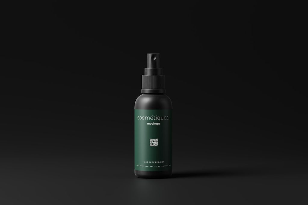 Botol kosmetik hijau dengan tutup pompa, produk Uprint.id.