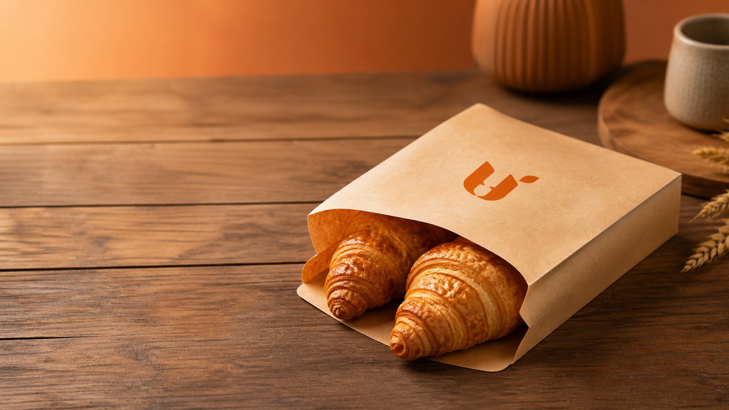 Kemasan amplop kantong bakery online food-grade berlogo kustom untuk usaha roti