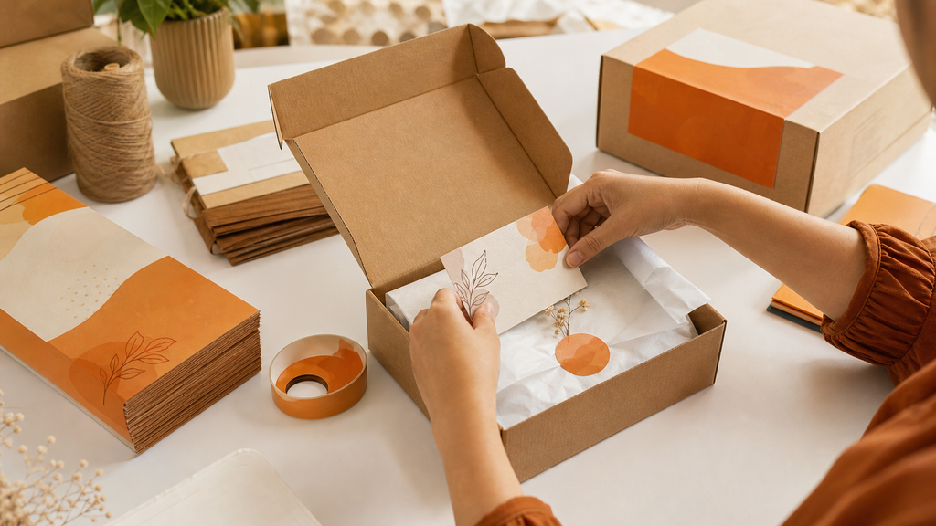 Penggunaan thank you notecard dalam kemasan paket produk online shop