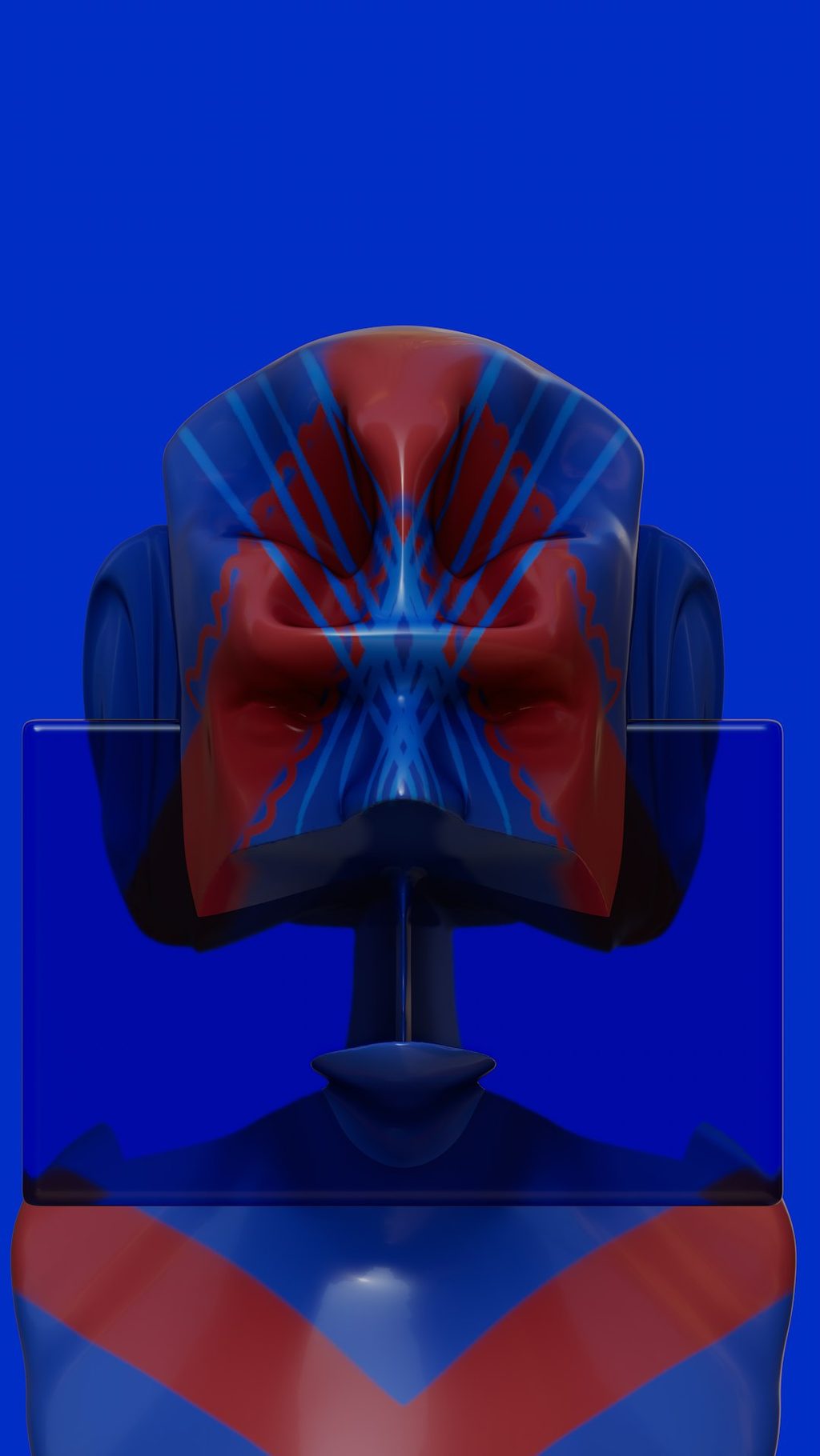 Maskot dengan latar biru, cocok untuk desain profesional.