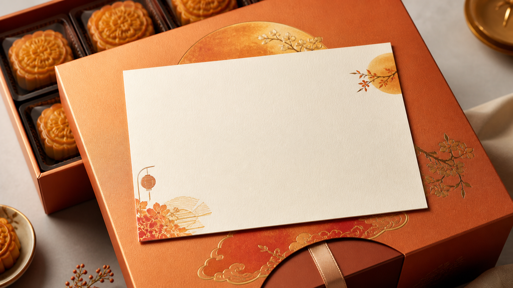 Notecard Mooncake Kertas Ivory Premium untuk Hamper Mid-Autumn Festival