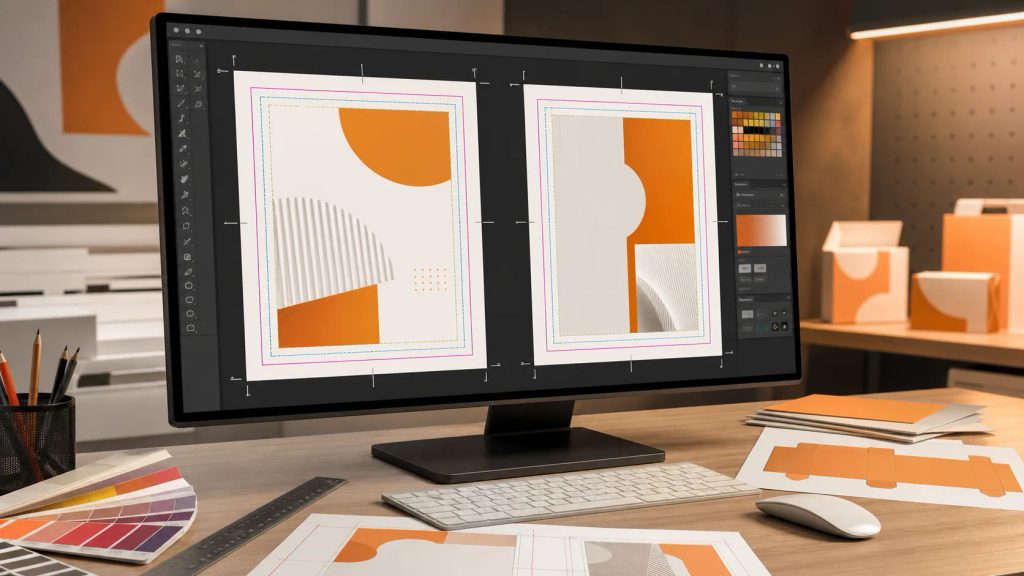 Panduan penyiapan file artwork cetak bolak balik dengan bleed dan margin aman