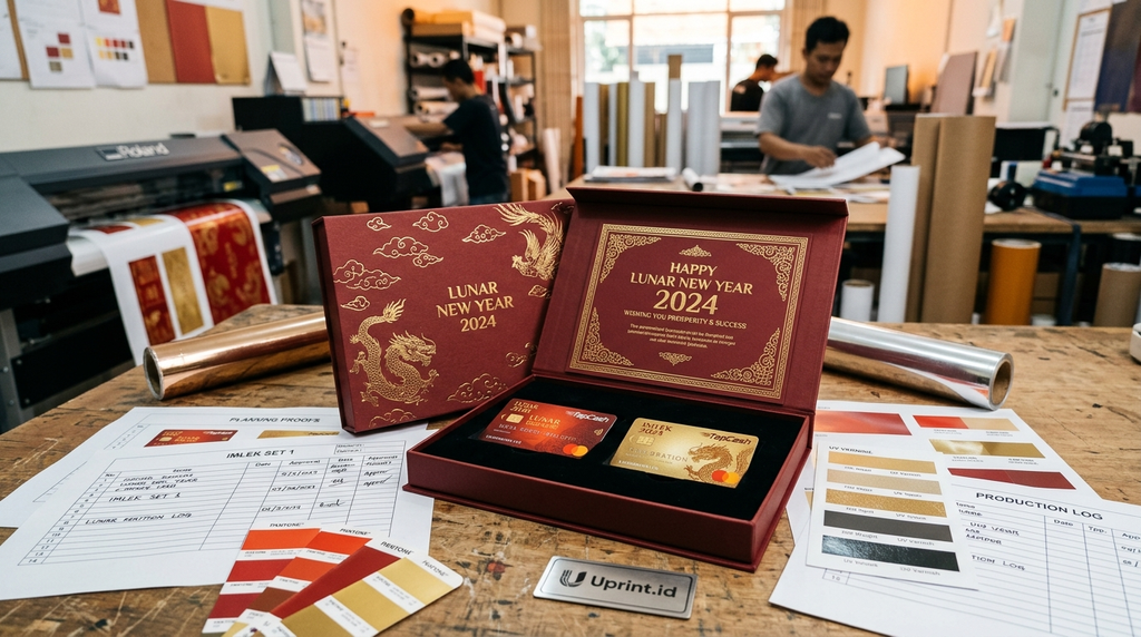 Packaging souvenir BNI TapCash edisi Imlek eksklusif dengan kartu ucapan