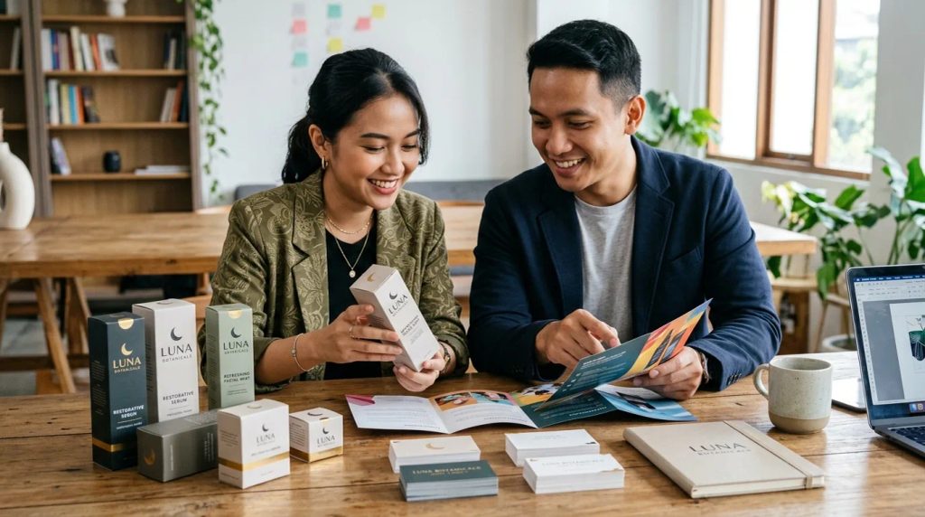 Inspirasi pengusaha muda Indonesia dan strategi cetak promosi custom untuk kemasan, label, dan kartu nama.