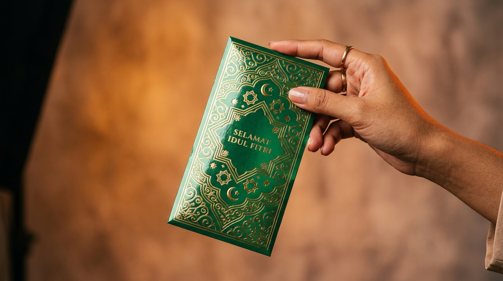 Tekstur kertas glossy art paper untuk angpao lebaran