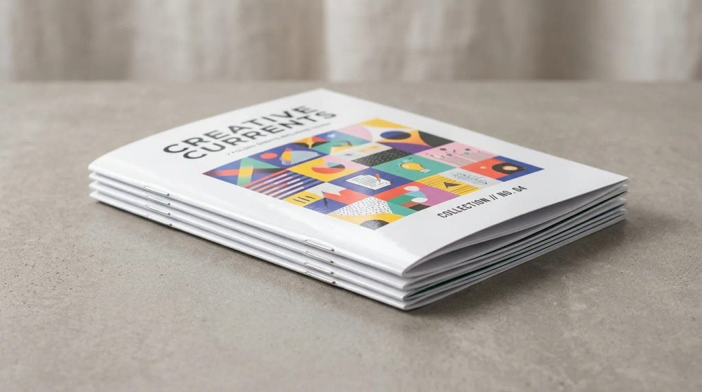 Cetak booklet portrait A6 dengan kertas glossy berkilau dari Uprint.id, hasil tajam, rapi, dan terlihat mahal.
