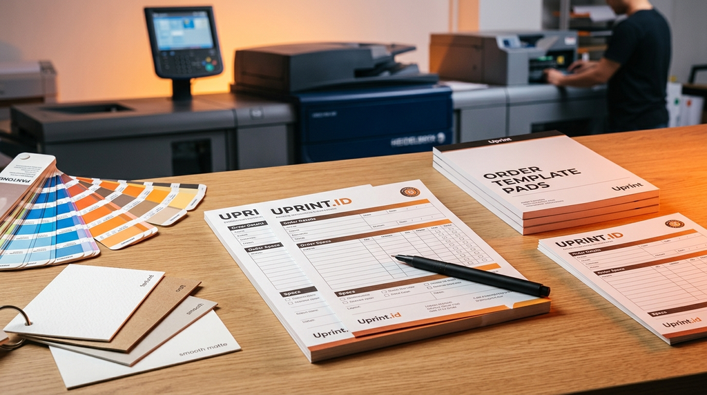 Ilustrasi order template design branded ukuran a6