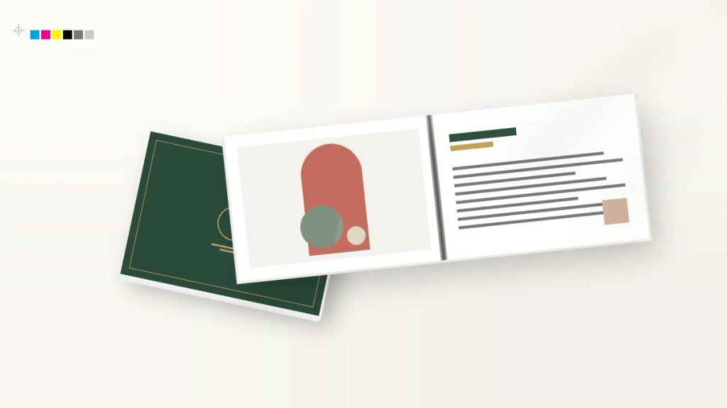 Desain photobook A6 7 lembar premium untuk presentasi brand dan portfolio perusahaan di percetakan Uprint.id