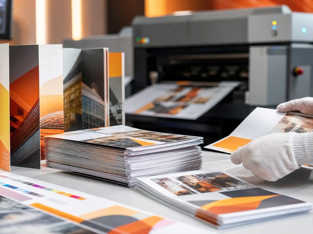 Ilustrasi isi artikel blog percetakan Uprint.id berjudul "Kertas Flyer yang Bagus untuk Promo Toko dan Event". Fokus topik: kertas flyer yang bagus. Masalah gam