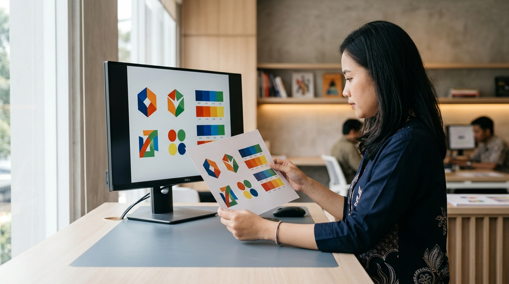 Perbandingan penyiapan file CMYK dan hasil cetak full color