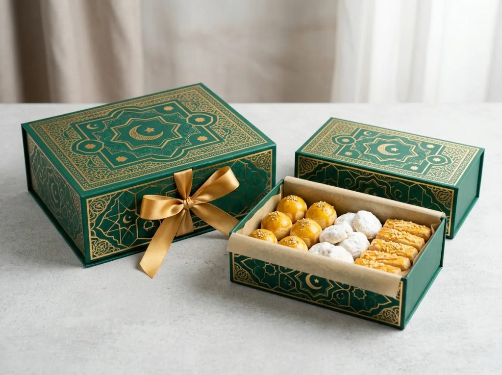 Kotak kue Lebaran cantik dan premium dengan cetakan custom berkualitas tinggi dari Uprint.id