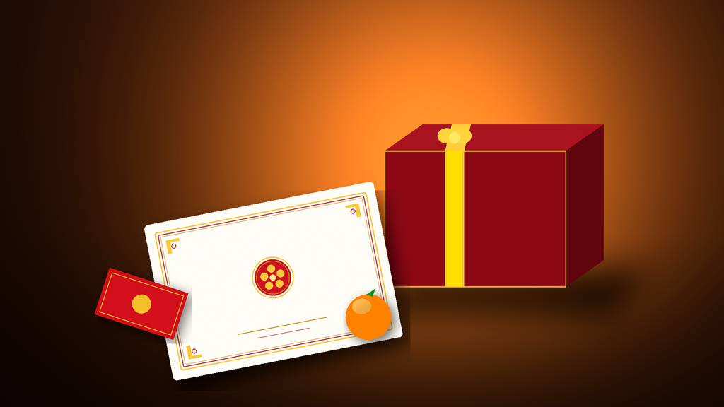 Notecard Imlek kertas doff bermutu tinggi dipadukan dengan hampers Imlek elegan