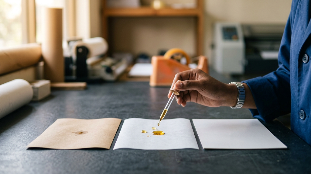 Pengujian sampel kertas food grade tahan minyak