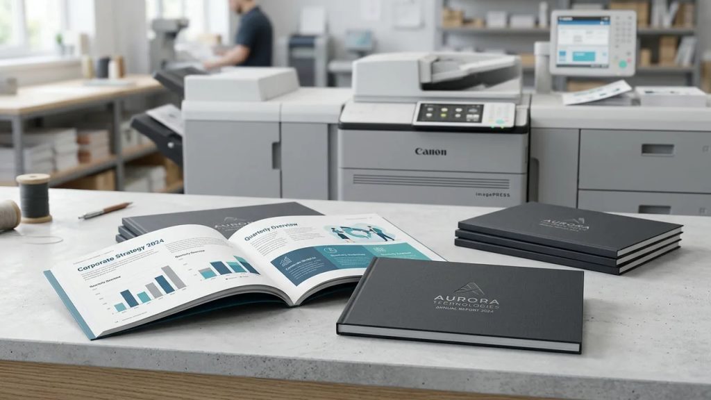 Cetak booklet landscape A5 premium 50 pcs dari Uprint.id, rapi, hemat, dan profesional untuk promosi bisnis.