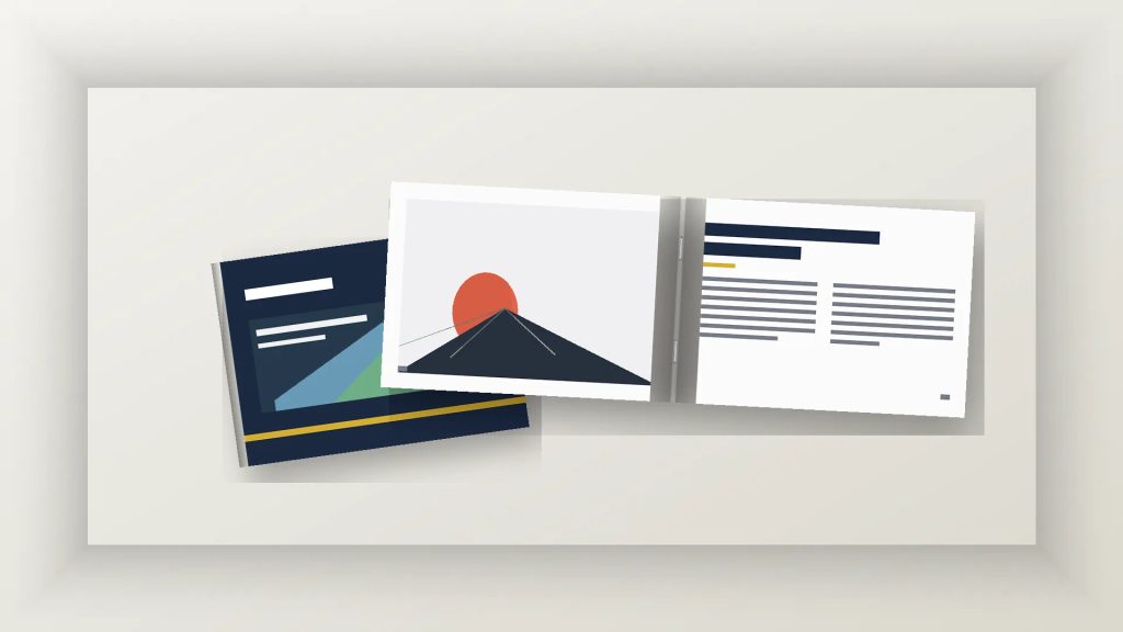 Booklet A5 landscape berkualitas dari tempat print Surabaya Uprint.id, rapi untuk sales kit dan materi promosi.