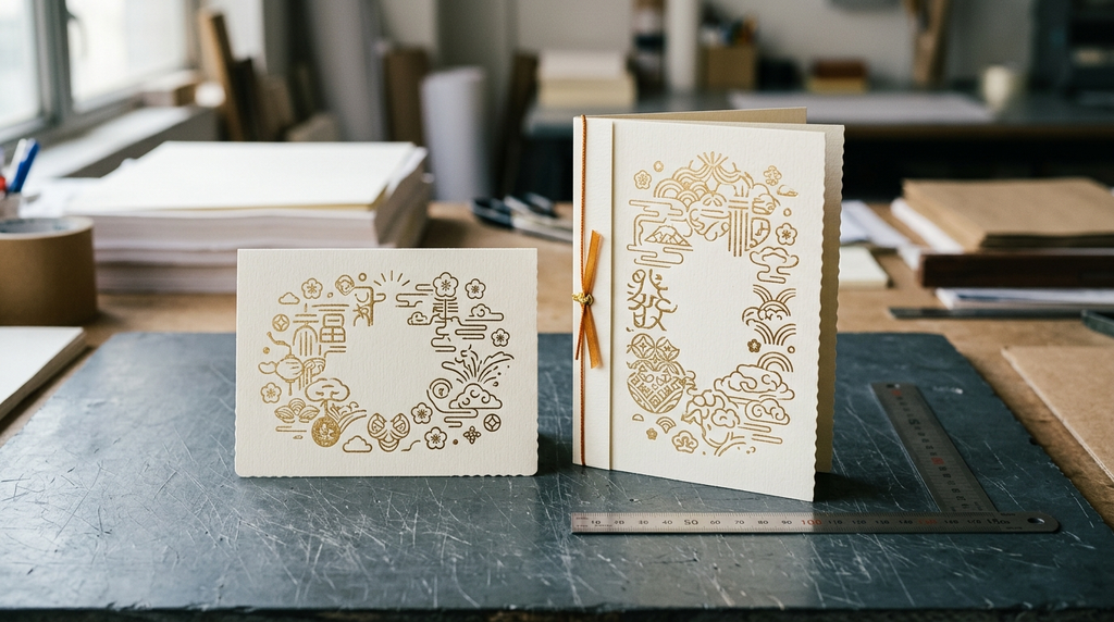 Perbandingan Format Flat Notecard dan Folded Card Imlek