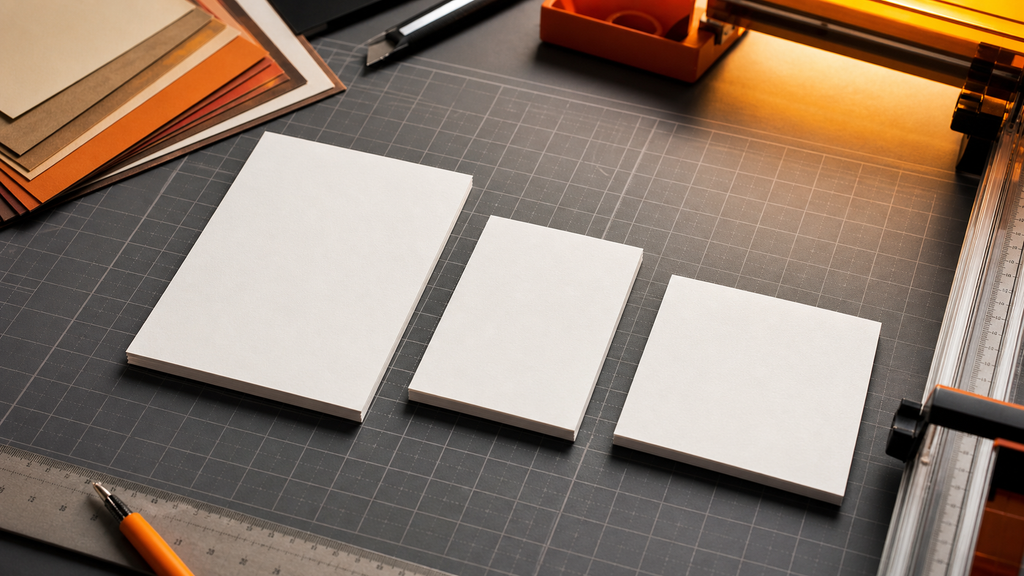 Perbandingan ukuran standar notecard A6 A7 dan 10x10 cm untuk efisiensi cetak